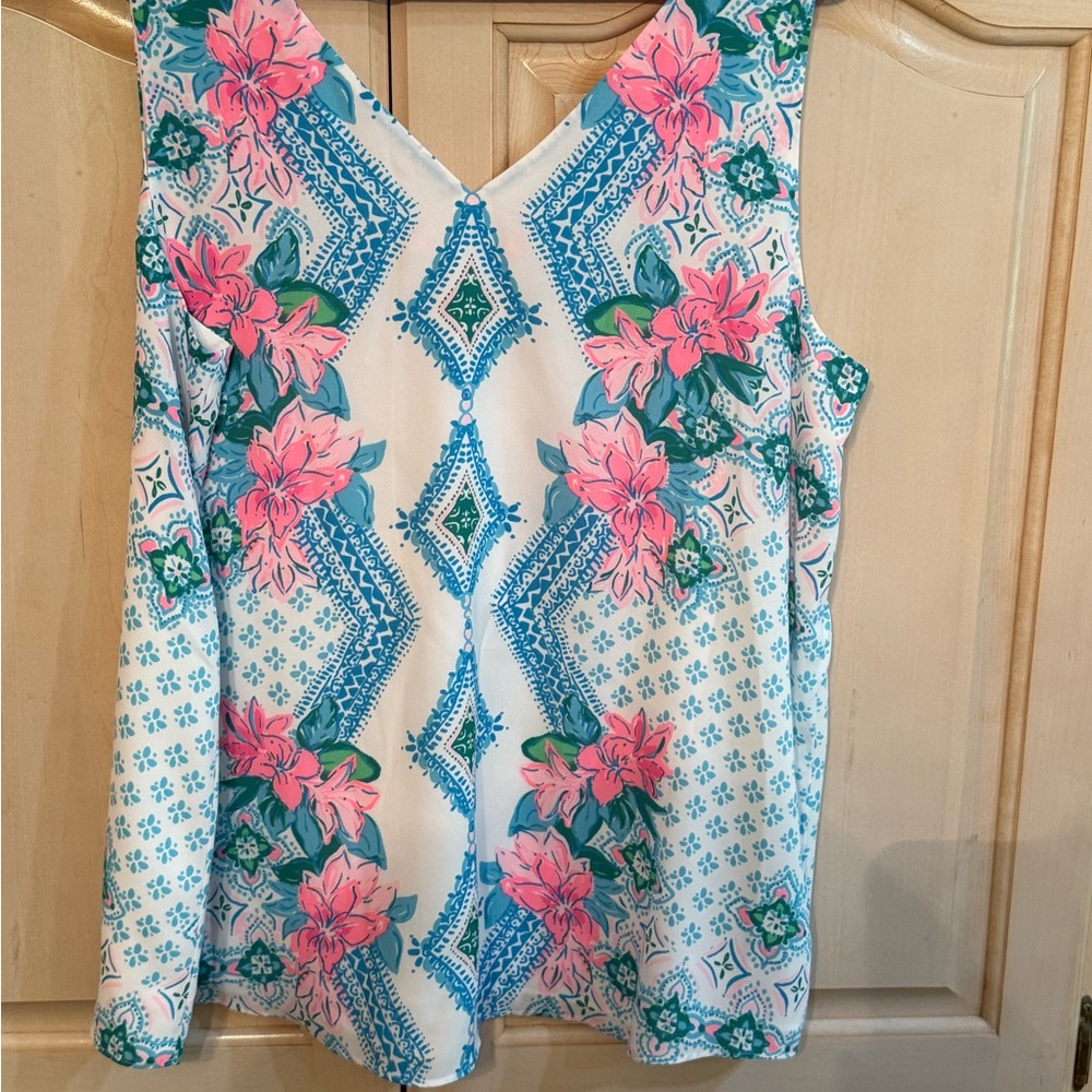 Lilly Pulitzer Pink and Blue Graphic Tank Top